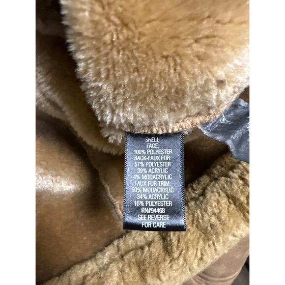 Croft & Barrow Embroidered Faux Suede Fur Trim Zip Up Hooded Jacket Size Medium - Picture 7 of 7